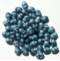 50 9x7mm Light Blue & Black Tortoise Flat Oval Beads